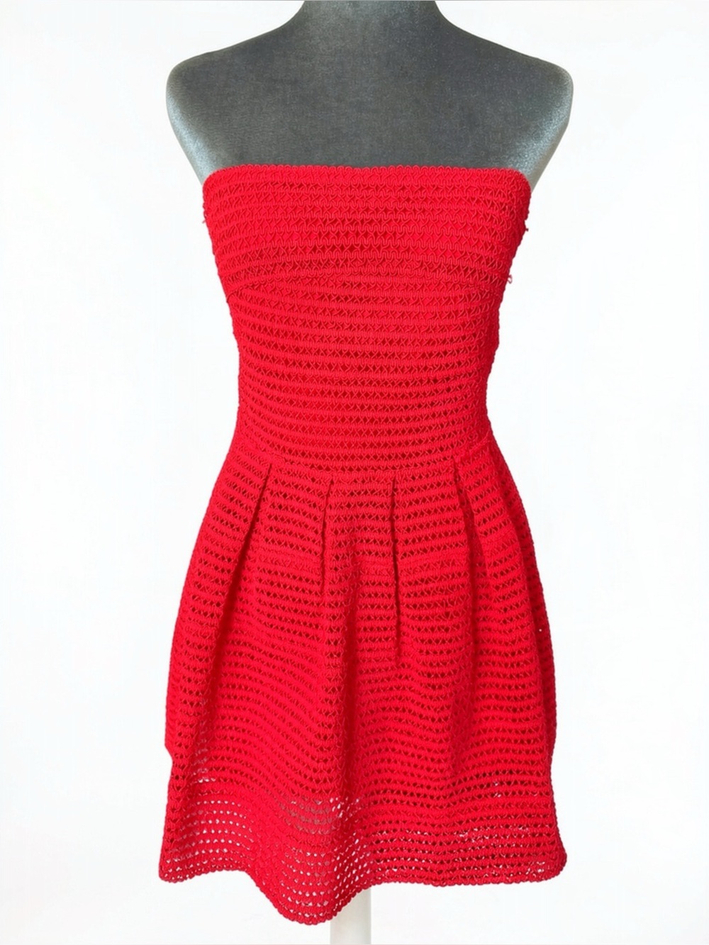 NWT Forever 21 Red Crochet Lace Strapless Fit & Flare Mini Party Dress S